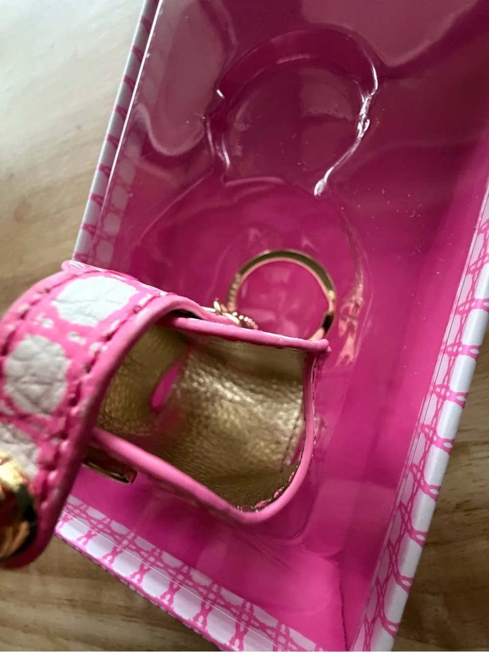 Lilly Pulitzer Pink and White Caning Earbud Case Keychain